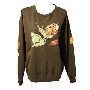 Just Hoods Sweatshirt Green w/ Madilyn Mei The Chapel Crowd Frog Snail Size XL